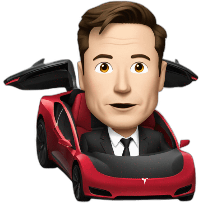 Tesla driving over Elon musk emoji