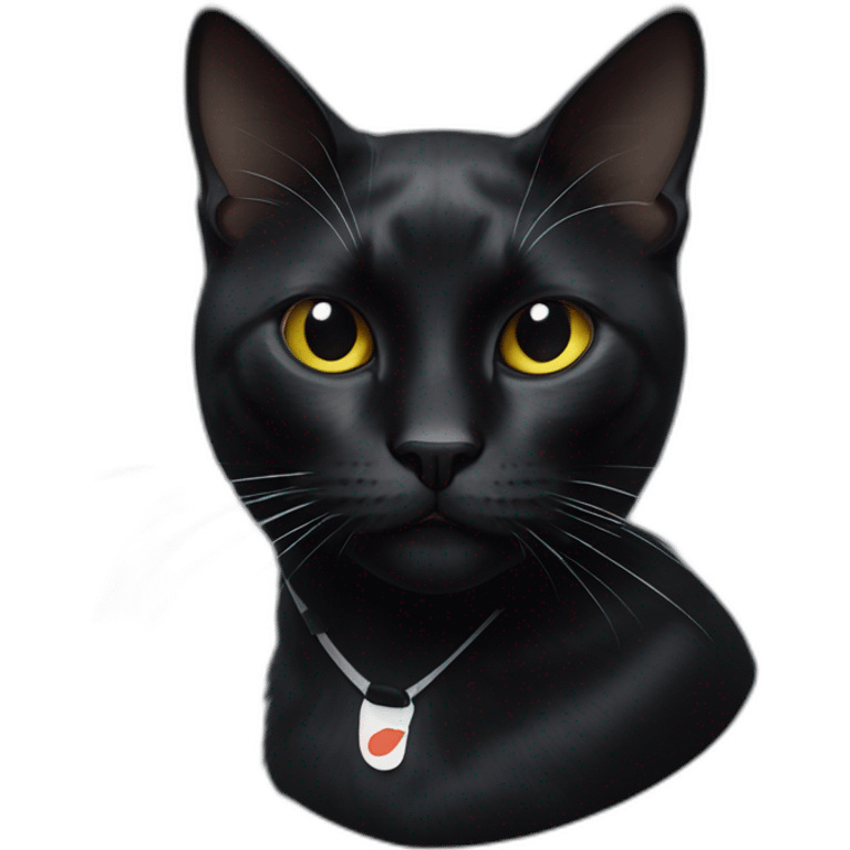 black cat with a white spot on his neck wearing a nike tech emoji