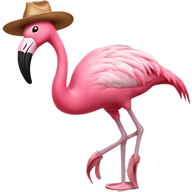 Flamingo with ballet shoes and a cowboy hat  emoji