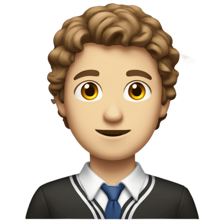 Guy in school uniform wavy brown hair caucasian emoji