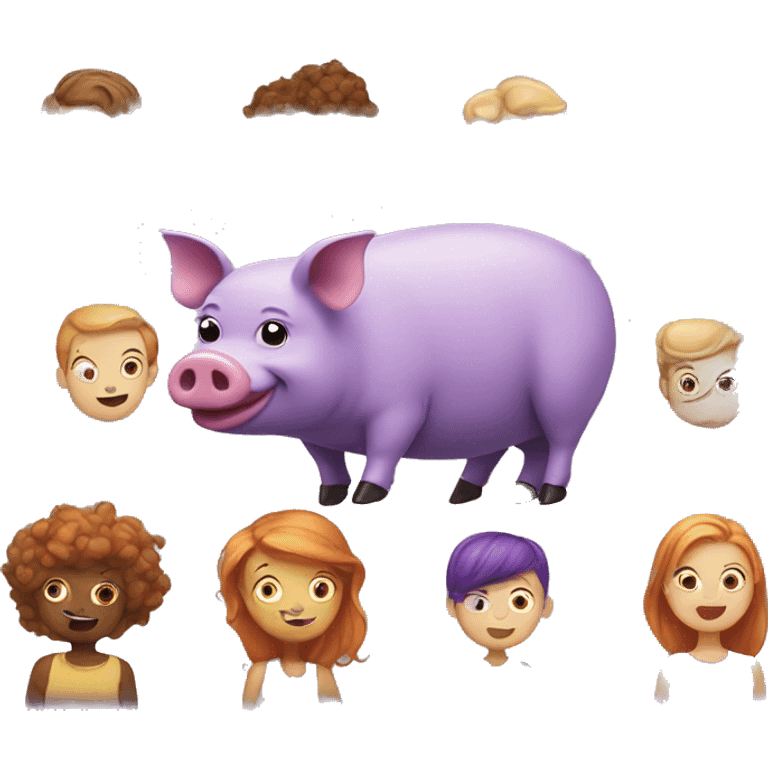 Purple pig with ginger face girl  emoji