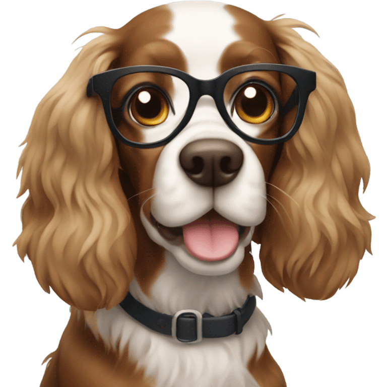 Spaniel with glasses emoji