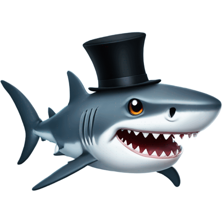 Shark with a top hat emoji