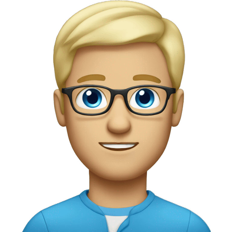 Blond guy with facial hair, eyeglasses and blue eyes emoji