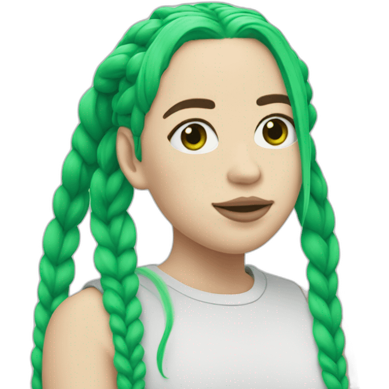 billie eilish with pigtails green roots hair  emoji