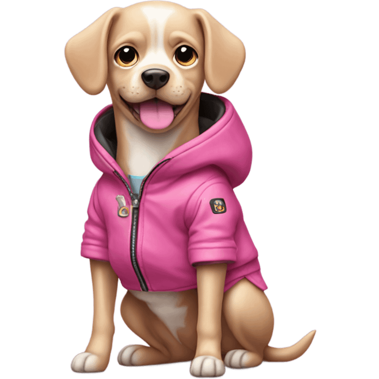 Pink dog with jacket emoji