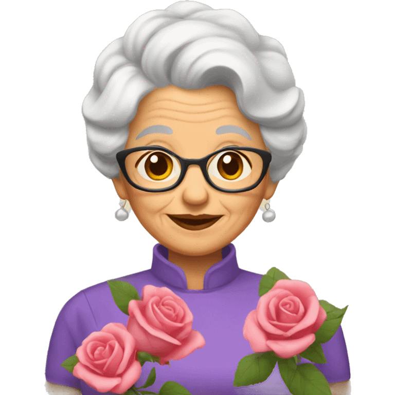 Abuelita con rosas  emoji