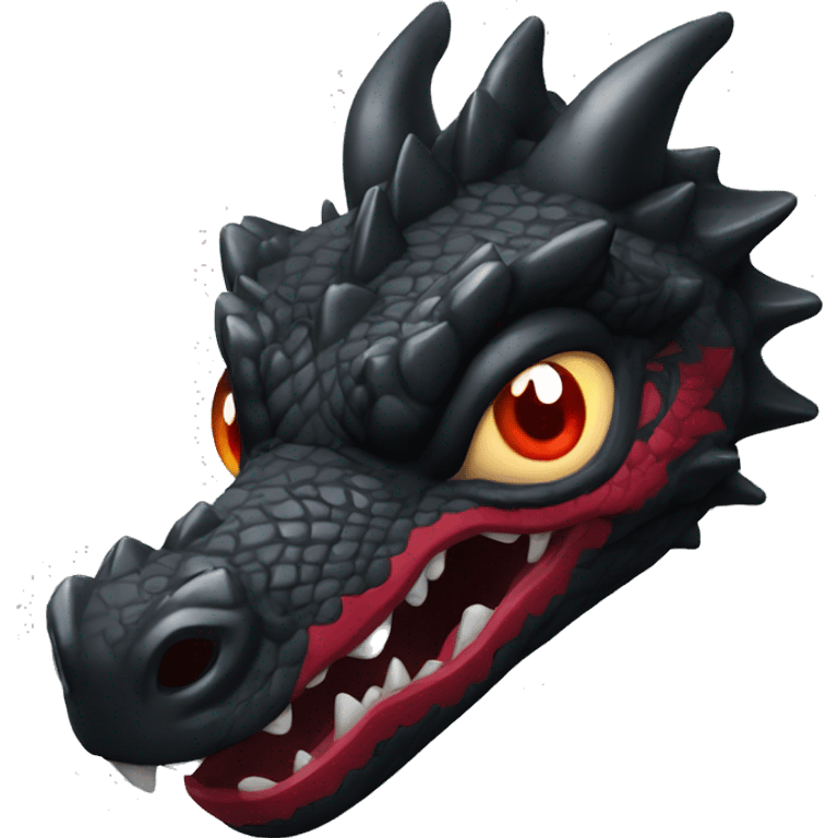 Dragón negro de ojos rojos emoji