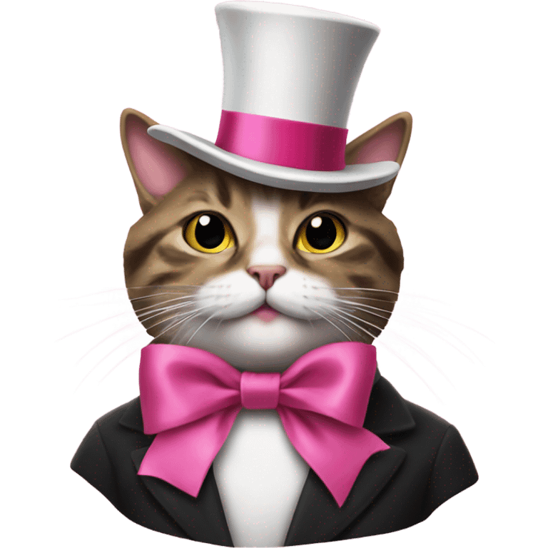 Cat with a top hat christmas and ribbon pink emoji