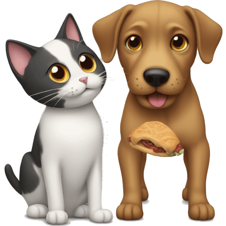 cat and dog eat  emoji