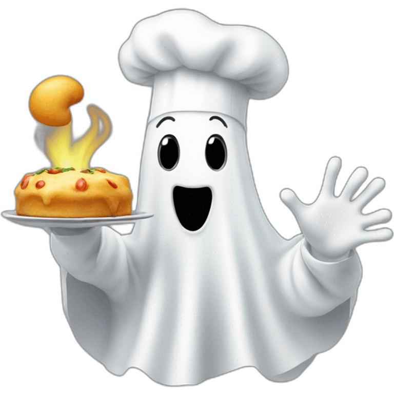 ghost wearing chef hat and blowing kiss with italian hand emoji