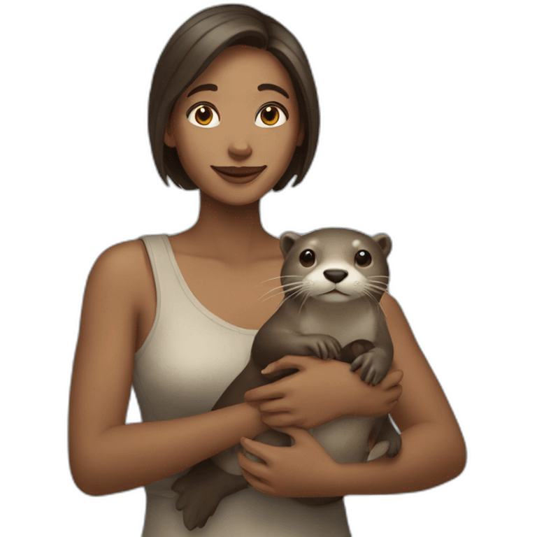 woman holding an otter emoji