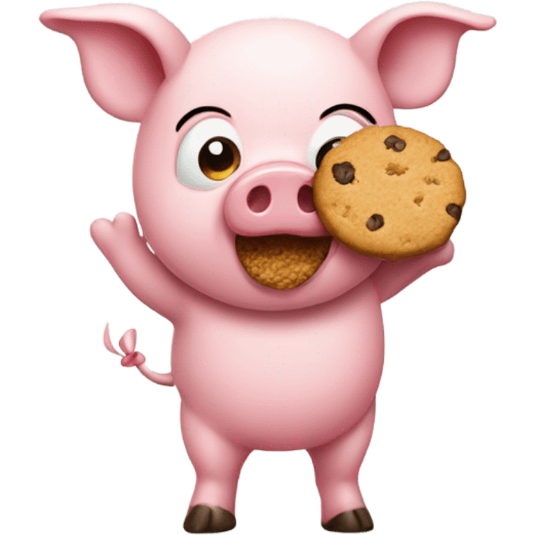 Piggy standing up while eating cookies  emoji