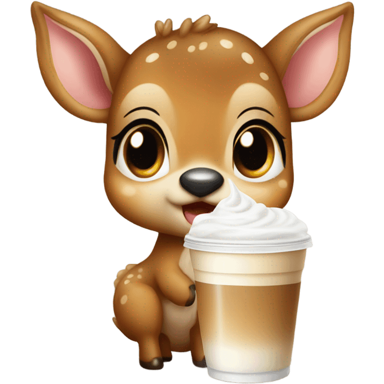 Baby deer drinking iced coffee emoji