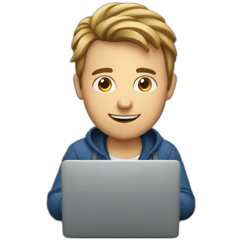 european guy using laptop emoji