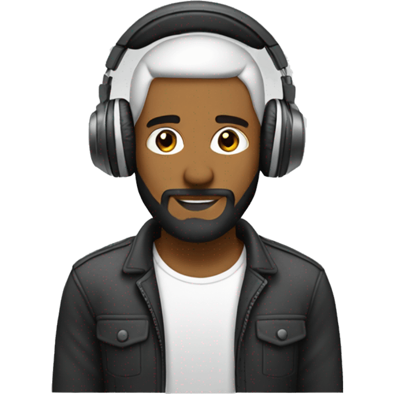 bold guy with small beard with headphones on the head emoji