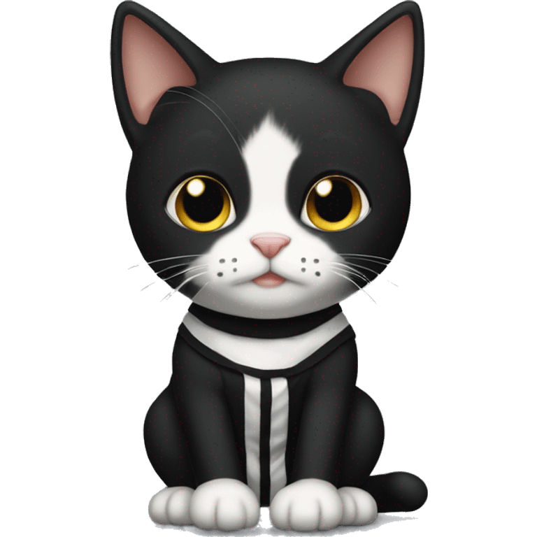 Black tuxedo cat in a prisoner costume emoji