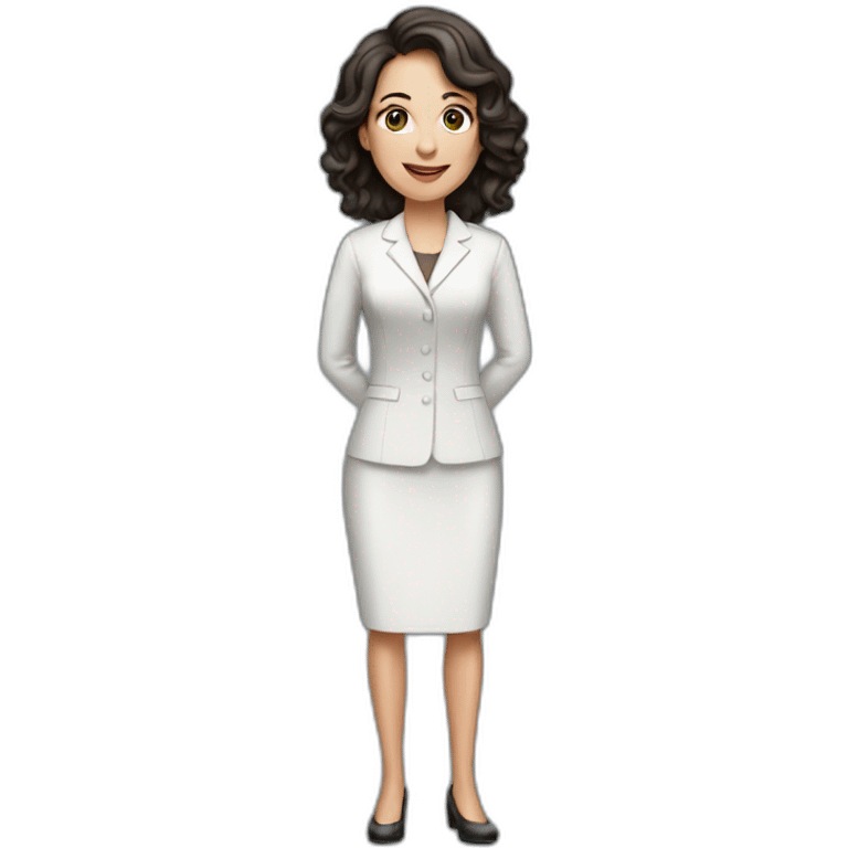 white woman dark hair presenting a keynote emoji