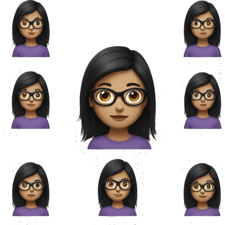 Girl has dark black hair with glasses  emoji