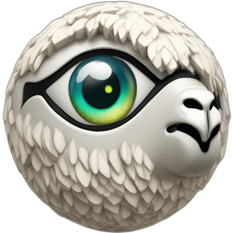 3d sphere with a cartoon Llama skin texture with Eye of Horus emoji