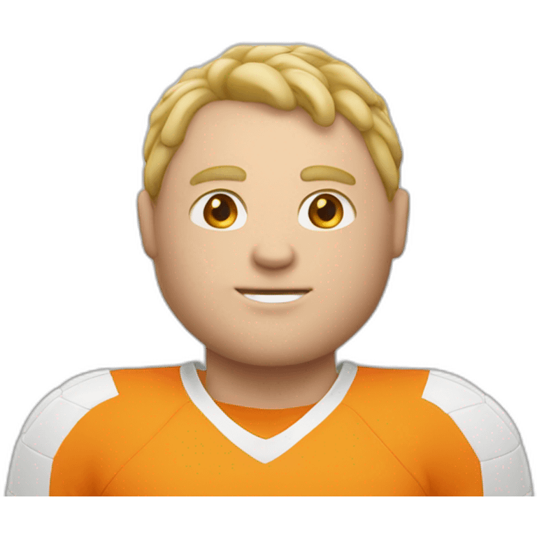 Fat white man play soccer orange emoji