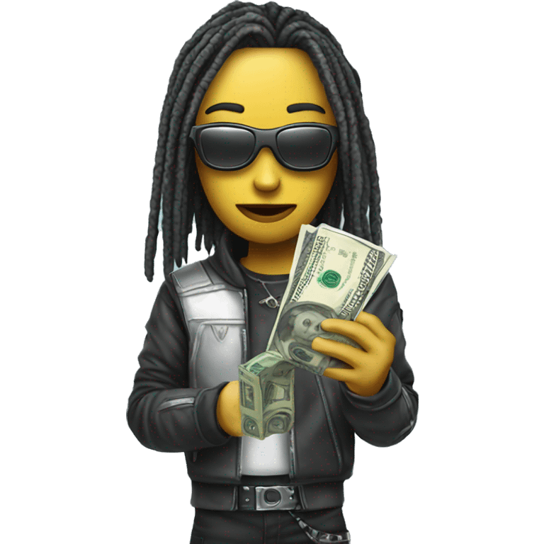 cyber punk holding a dollar emoji