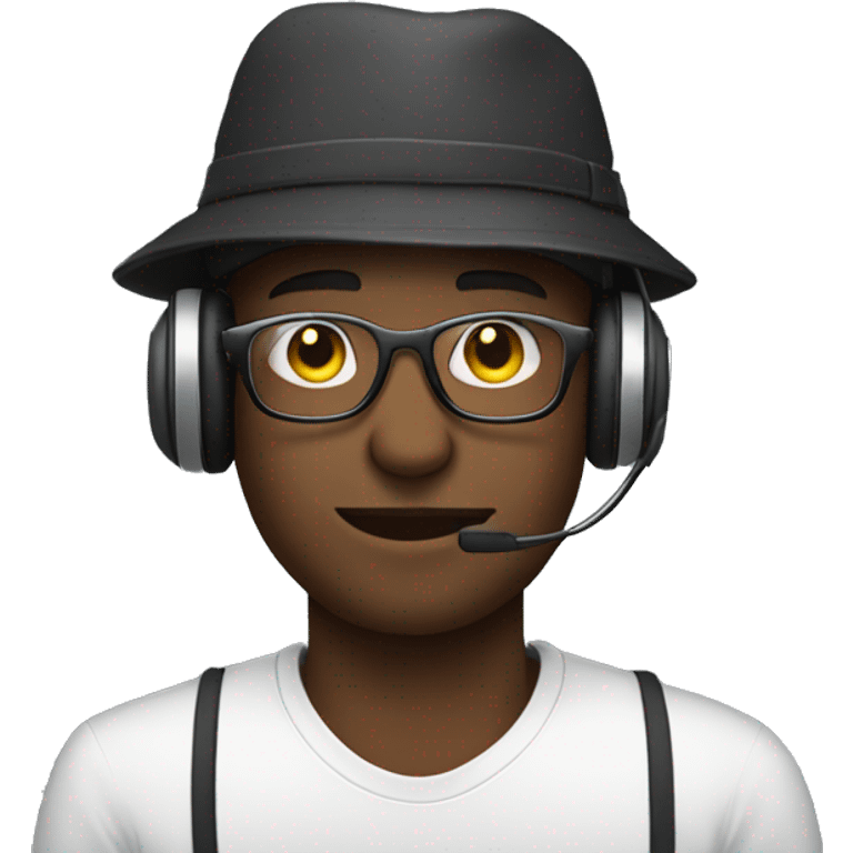 A black male with glasses and drip hat on his headset  emoji