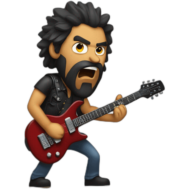 angry Gipsy guy with beard playing electric guitar emoji