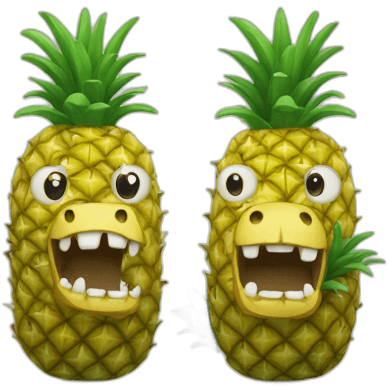 Two pineapples ate a crocodile emoji