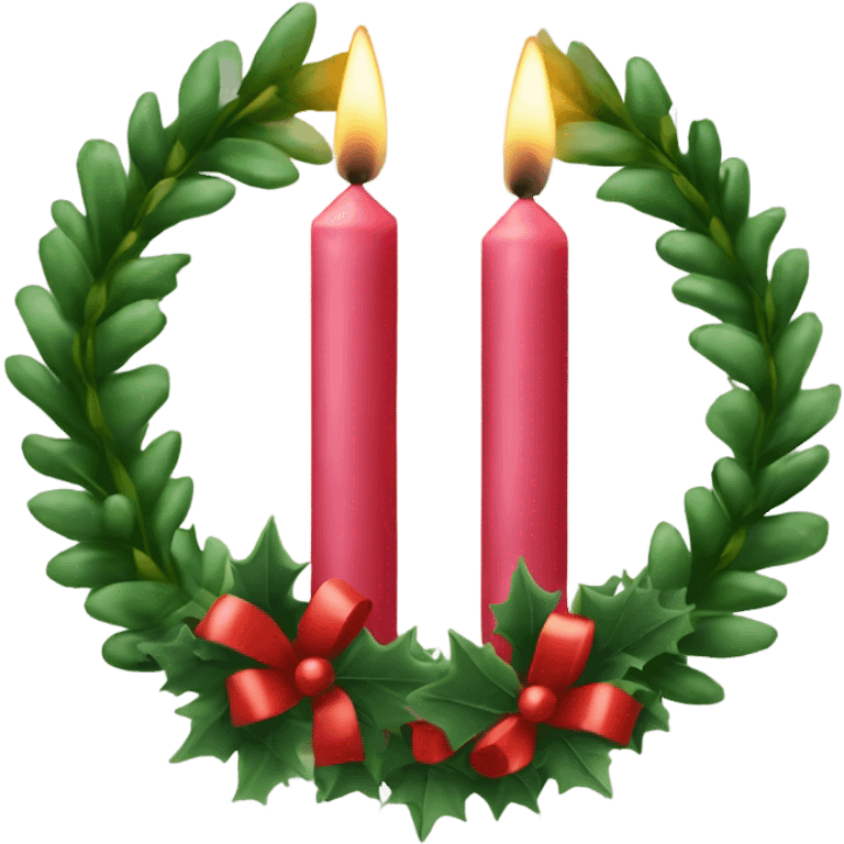 2 candle with christmas wreath emoji