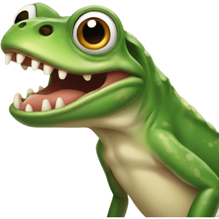 Frog with T. rex teeth emoji