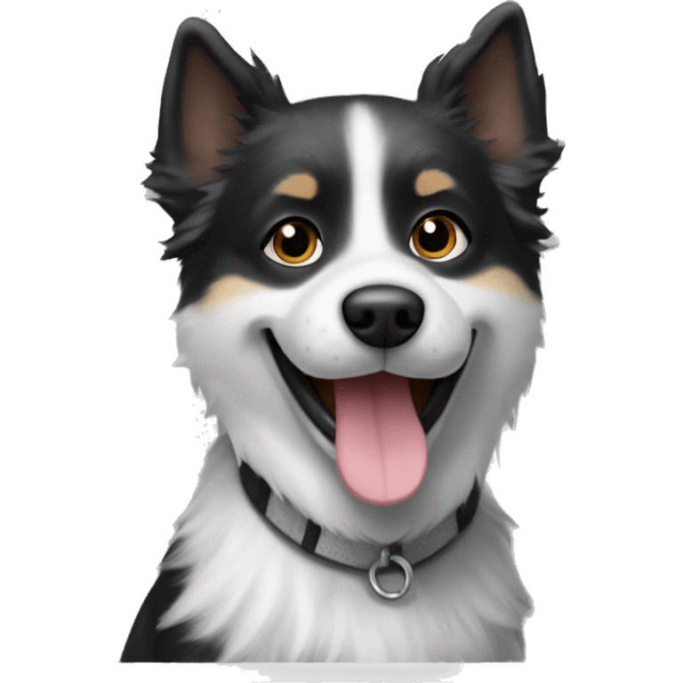 Small black and grey American Eskimo/Terrier mix dog smiling emoji