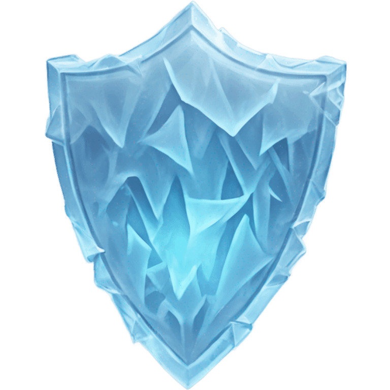  A semi-transparent ice shield, made of large, icy shards with intricate frosty patterns, glowing faintly blue and surrounded by icy mist. emoji