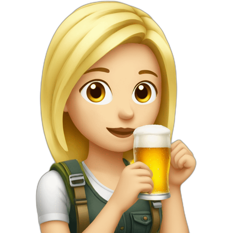 blonde girl drinking beer emoji