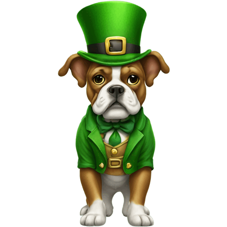 Leprechaun standing on a bulldog emoji