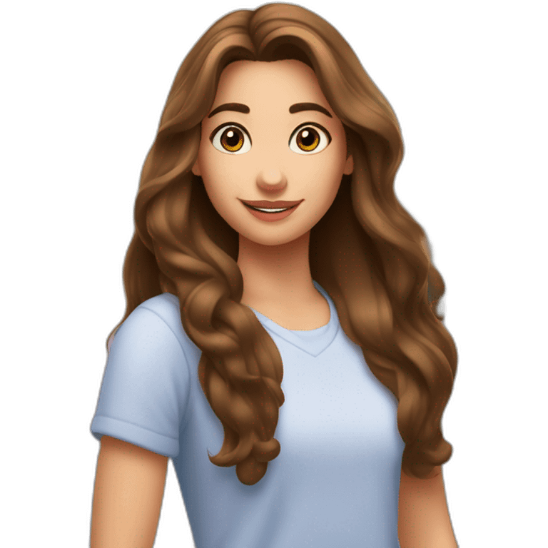 young woan with long brown hair at disneyworld emoji