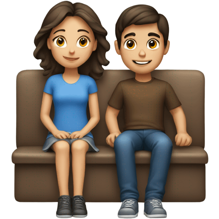 Brunette girl and boy sitting emoji