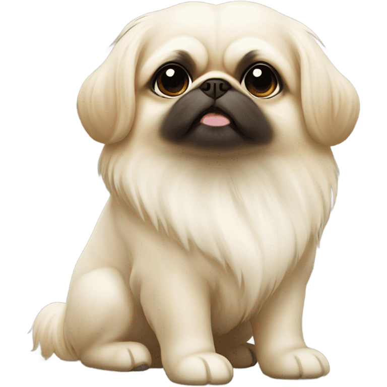 white and cream pekingese emoji