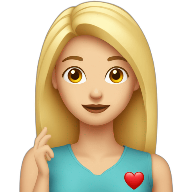 Mujer rubia con corazón en las manos emoji