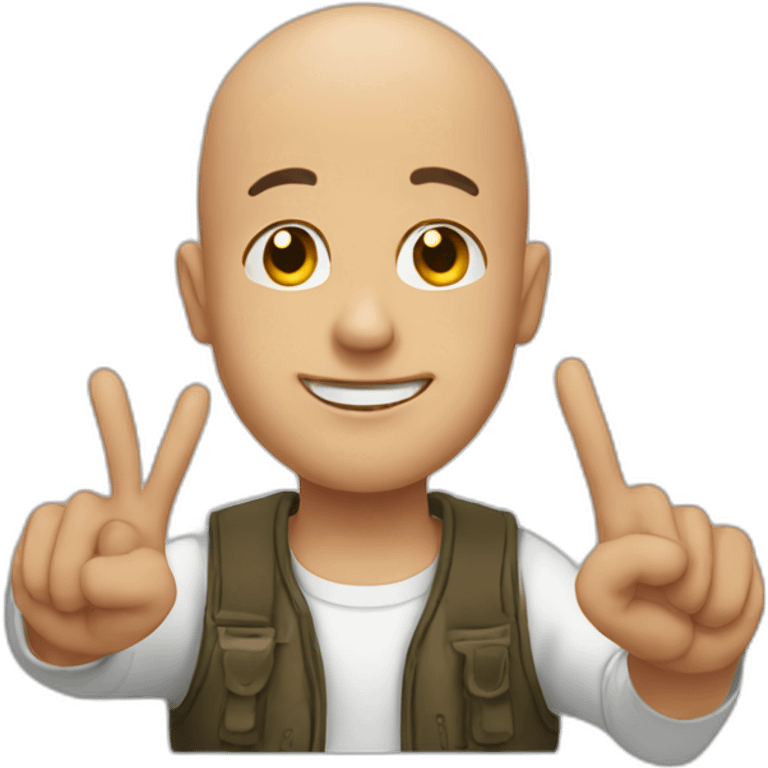 bald guy doing peace sign emoji