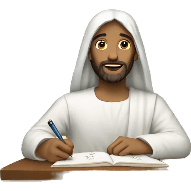 Jesus' writing with alhamdulillah emoji