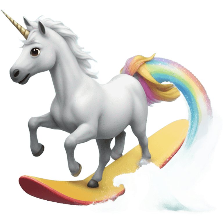 Unicorn surfing emoji