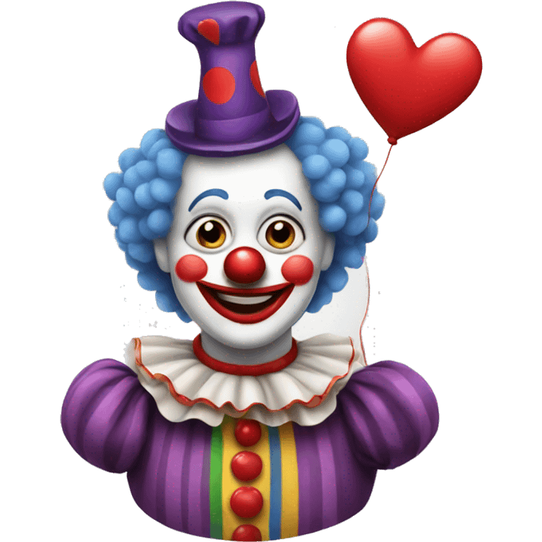 Clown holding a heart emoji