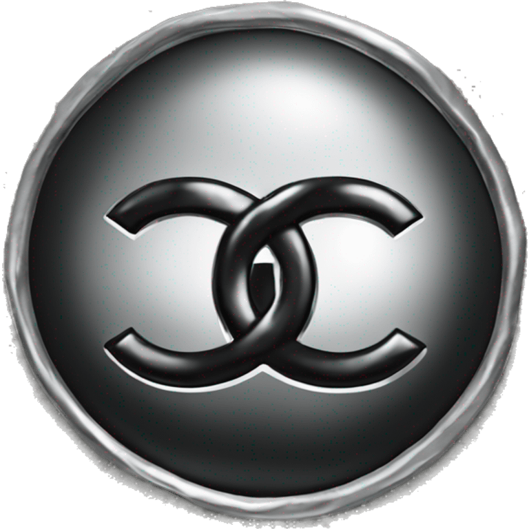 Chanel black leather and Silver Logo emoji