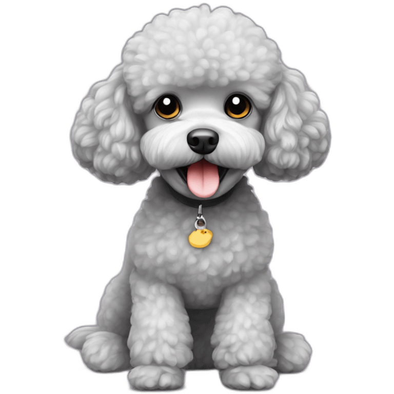 Toy poodle with grey toy mouse emoji