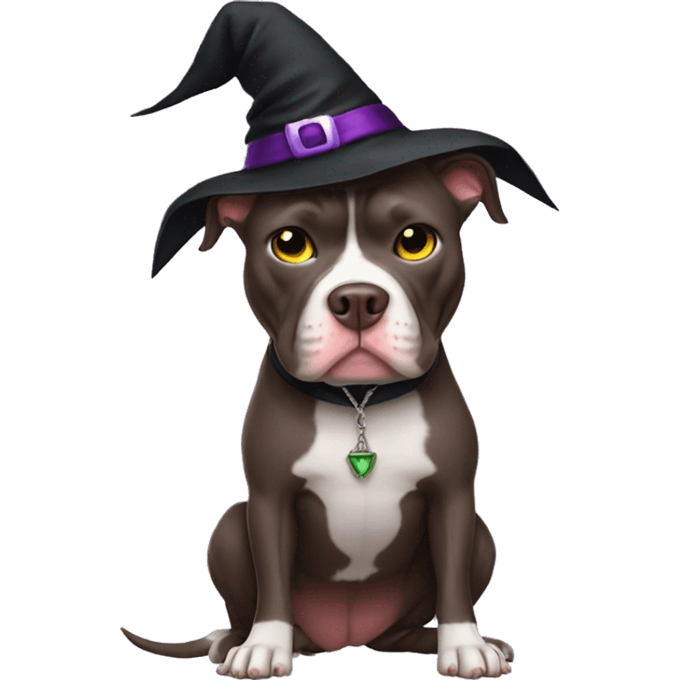 Pitbull wearing witch costume emoji