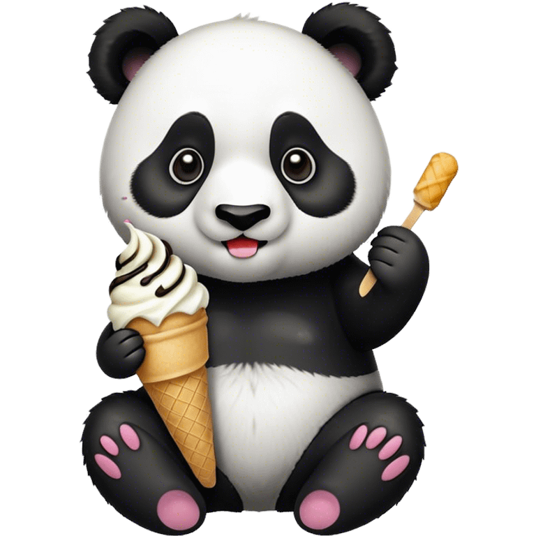 Panda eating ice cream emoji