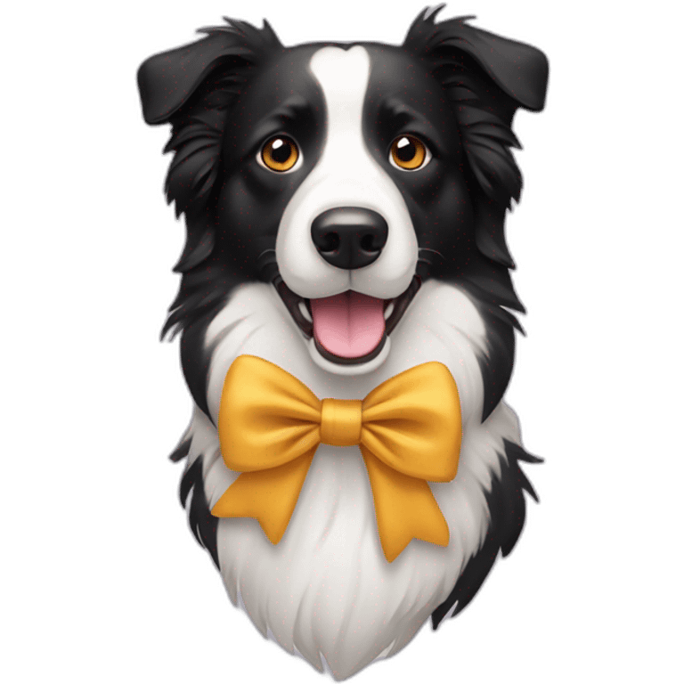 border collie dog with bow emoji