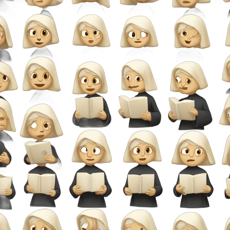 old blonde woman who is a nun reading the holy scriptures to herself emoji