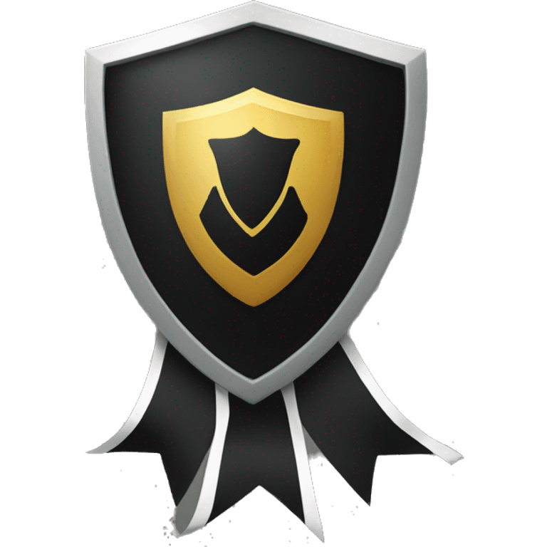 black shield and infront a horizontal ribbon emoji